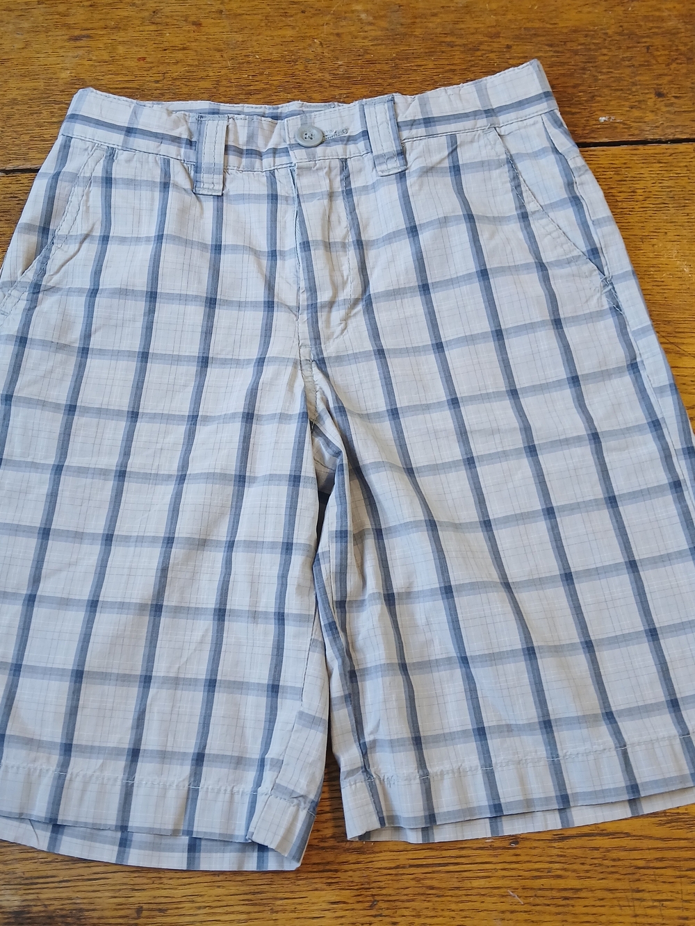 Y2k 2000s Boys Light Blue Plaid Cotton Shorts Old Navy Beach Summer Casual